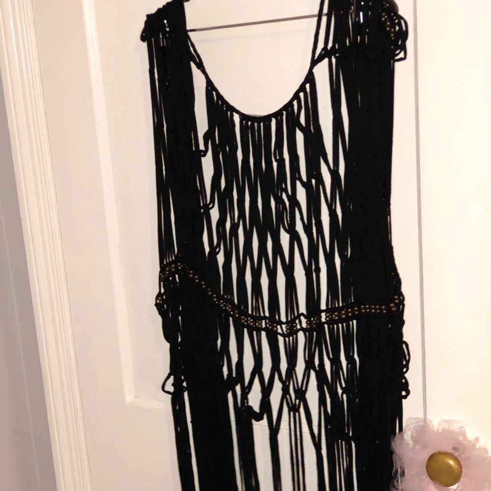 Black vest with fringes